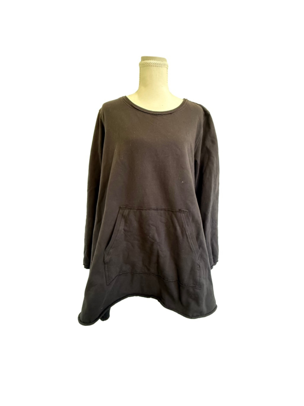 Kleën Black 100% Cotton Lagenlook Tunic Sweatshirt Large - Picture 2 of 7